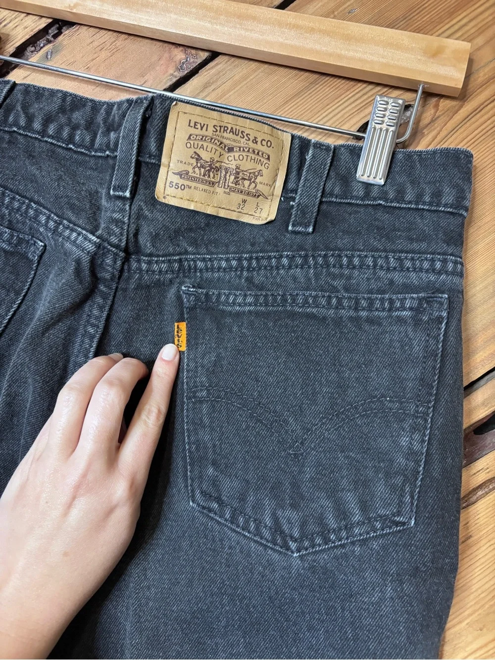 Vintage Levi's Orange Tab 505 black cotton jeans 32x27
